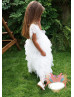 Cap Sleeves Ivory Ruffled Flower Girl Dress